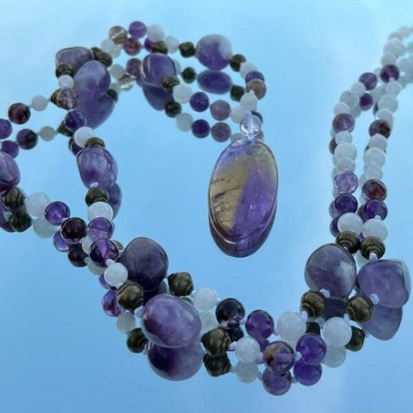 Mala en Amétrine, Améthyste, Pierre de lune et Cacoxénite – Image 4