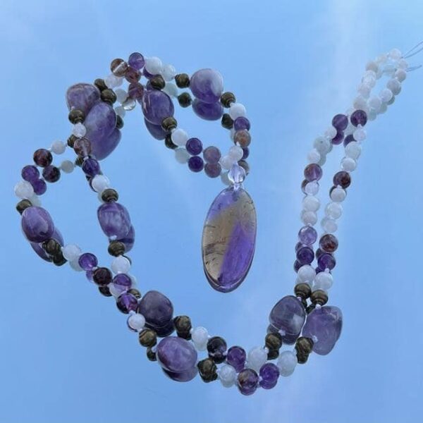 Mala en Amétrine, Améthyste, Pierre de lune et Cacoxénite – Image 2