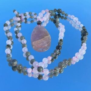 Mala en Labradorite et Quartz rose