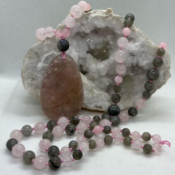 mala quartz rose et labradorite
