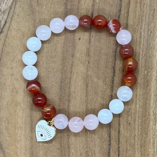 Quartz rose, pierre de lune et cornaline