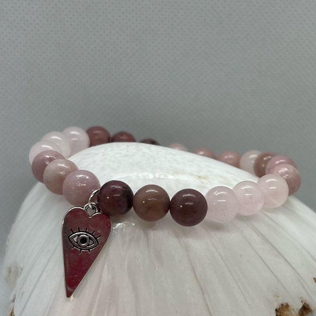 Quartz rose, opale rose et rhodonite