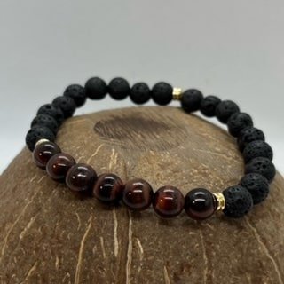 Bracelet Homme en Oeil de Taureau et Pierre de Lave