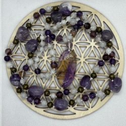 mala amétrine améthyste pierre de lune et cacoxénite Purification de votre collier mala après la méditation